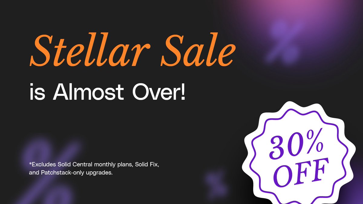 Almost gone! The SolidWP Stellar Sale ends tomorrow. This is your final chance to save 30% on rock-solid WordPress security, backups, and site management tools. Act fast! 🔗 solidwp.com/stellar-sale #SolidWP #LastChance #WordPressSale #SiteProtection