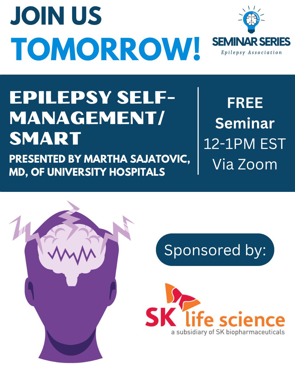 There's still time to register for tomorrow's seminar! Join us as we learn from epilepsy researcher Martha Sajatovic, MD, about evidence based practices to manage your own epilepsy symptoms and while improving your mental health.

Sign up for free: weblink.donorperfect.com/2025seminarser…