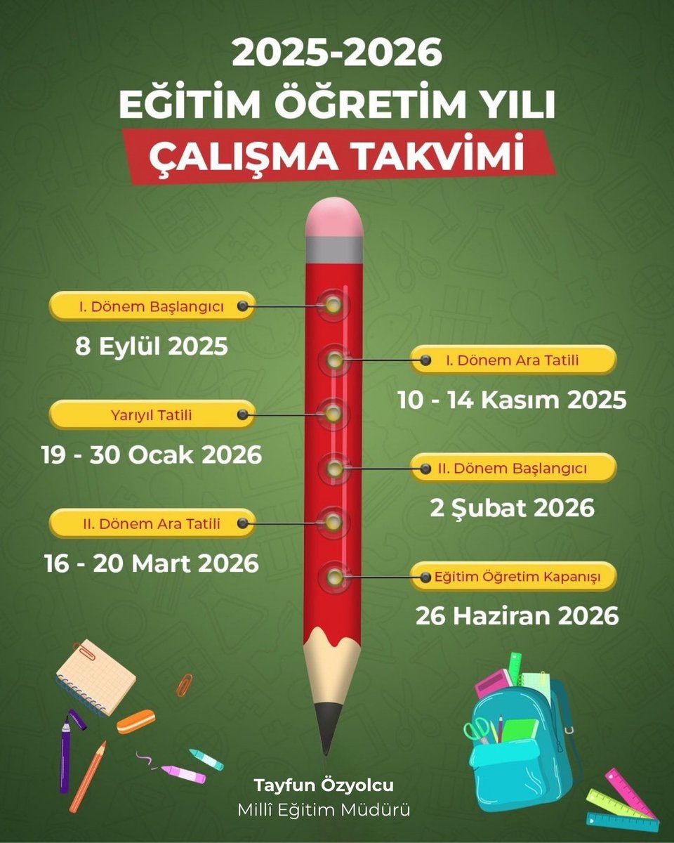 🗓️ Millî Eğitim Bakanımız Sayın Yusuf Tekin'in imzasıyla yayımlanan genelge ile yeni dönemin yol haritası belli oldu.

Yeni eğitim öğretim yılının Esenyurt eğitim camiamıza hayırlı olmasını dileriz.

<a href="/tcmeb/">Millî Eğitim Bakanlığı</a> <a href="/Yusuf__Tekin/">Yusuf Tekin</a> <a href="/tcesenyurt/">Esenyurt Kaymakamlığı</a> <a href="/CobanogluF/">Fatih Çobanoğlu</a> <a href="/istanbulilmem/">İstanbul İl Millî Eğitim Müdürlüğü</a> <a href="/MucahitYentur/">Murat Mücahit Yentür</a>