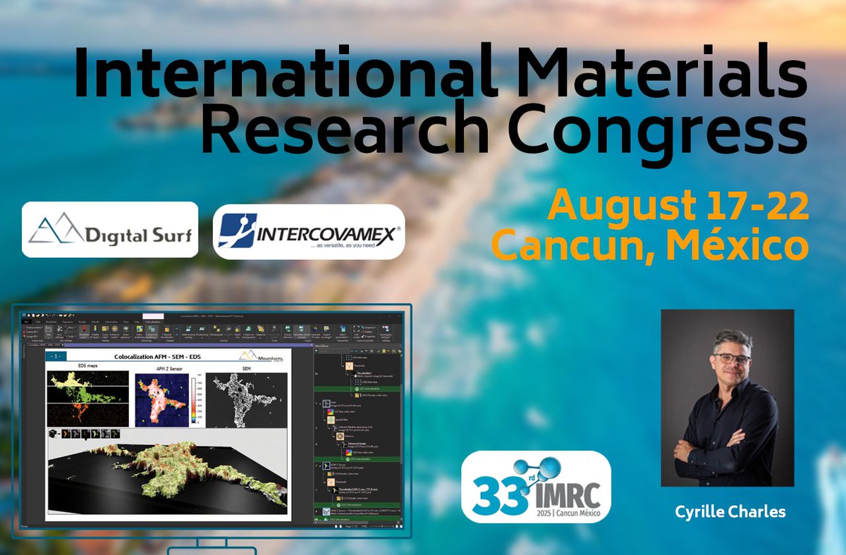 Digital Surf (@_digitalsurf) on Twitter photo Are you attending the 2025 International Materials Research Congress in Mexico?
Our on-site distributor <a href="/intercovamex/">Intercovamex</a> will be there, along with our Channel Sales Manager, Cyrille Charles, to answer all your surface & microscopy analysis questions! 🔬✨
#IMRC2025 Are you attending the 2025 International Materials Research Congress in Mexico?
Our on-site distributor <a href="/intercovamex/">Intercovamex</a> will be there, along with our Channel Sales Manager, Cyrille Charles, to answer all your surface & microscopy analysis questions! 🔬✨
#IMRC2025