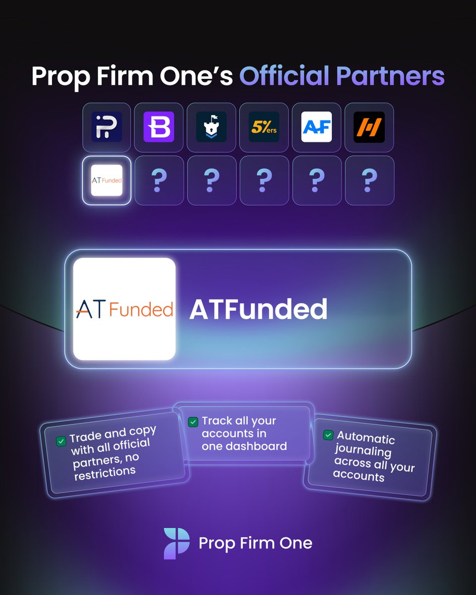 Prop Firm One (@propfirmone) on Twitter photo Introducing our 7th official partner: <a href="/ATFunded/">ATFunded</a>  💥
AT Funded is a broker-backed firm operated by the regulated broker ATFX, with over 8 years of experience and 250,000 traders, and is another firm you now can trade with through Prop Firm One without restrictions.
Manage all Introducing our 7th official partner: <a href="/ATFunded/">ATFunded</a>  💥
AT Funded is a broker-backed firm operated by the regulated broker ATFX, with over 8 years of experience and 250,000 traders, and is another firm you now can trade with through Prop Firm One without restrictions.
Manage all