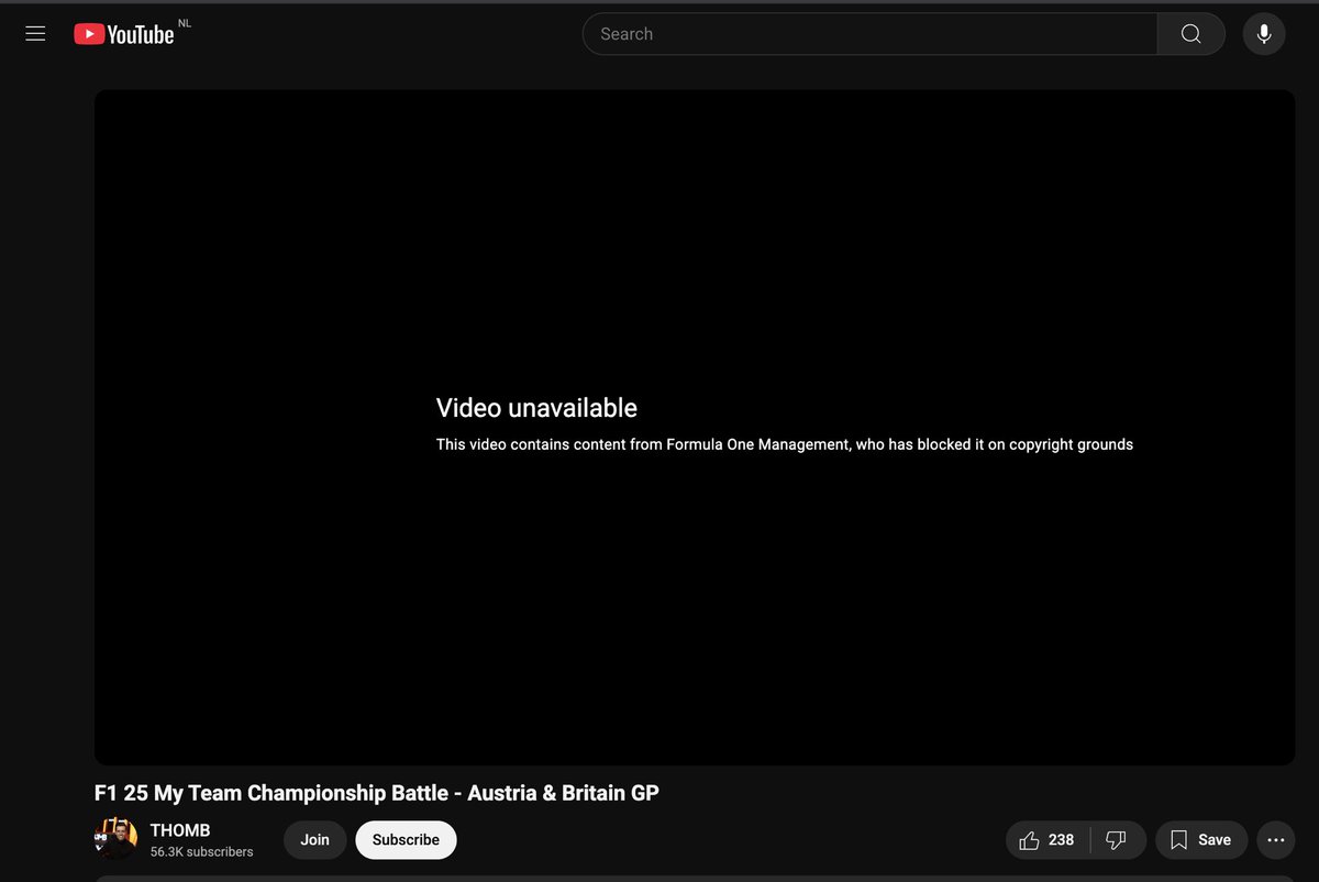 Thom (@thethomb) on Twitter photo Almost every single one of my livestreams on the <a href="/EASPORTSF1/">EA SPORTS F1</a> F1 25 game are getting blocked on YouTube by <a href="/F1Media/">F1 Media</a> FOM’s automatic copyright claim bots suggesting I am using real life race footage (This is fully incorrect, I don’t ever show real life <a href="/F1/">Formula 1</a> footage on my streams) Almost every single one of my livestreams on the <a href="/EASPORTSF1/">EA SPORTS F1</a> F1 25 game are getting blocked on YouTube by <a href="/F1Media/">F1 Media</a> FOM’s automatic copyright claim bots suggesting I am using real life race footage (This is fully incorrect, I don’t ever show real life <a href="/F1/">Formula 1</a> footage on my streams)