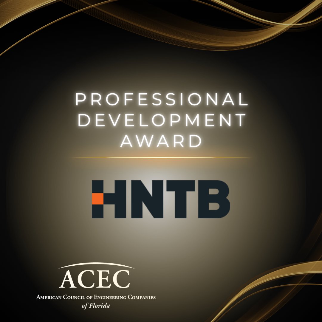 Congrats <a href="/HNTBCorp/">HNTB</a> for being named the 2025 Professional Development Award winner by #ACECFlorida. For more than a century, they've been at the forefront of designing and advancing transportation infrastructure to enhance mobility and improve local communities. Engineers rock!