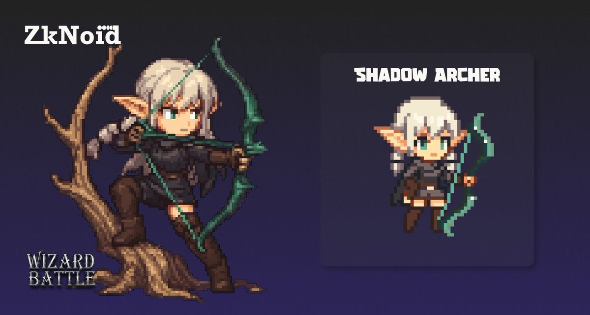 ZkNoid (@zknoid) on Twitter photo The Wizard Battle on <a href="/MinaProtocol/">Mina Protocol (httpz) 🪶</a> is in active development , and it's time to reveal our first hero!✨
🧝♀️ The Shadow Archer: Elf-archer hiding in the woods, quiet as a mouse and deadly as lightning! ⚡️⚡️⚡️The Shadow Archer posseses +50% movement speed. If they don’t move The Wizard Battle on <a href="/MinaProtocol/">Mina Protocol (httpz) 🪶</a> is in active development , and it's time to reveal our first hero!✨
🧝♀️ The Shadow Archer: Elf-archer hiding in the woods, quiet as a mouse and deadly as lightning! ⚡️⚡️⚡️The Shadow Archer posseses +50% movement speed. If they don’t move