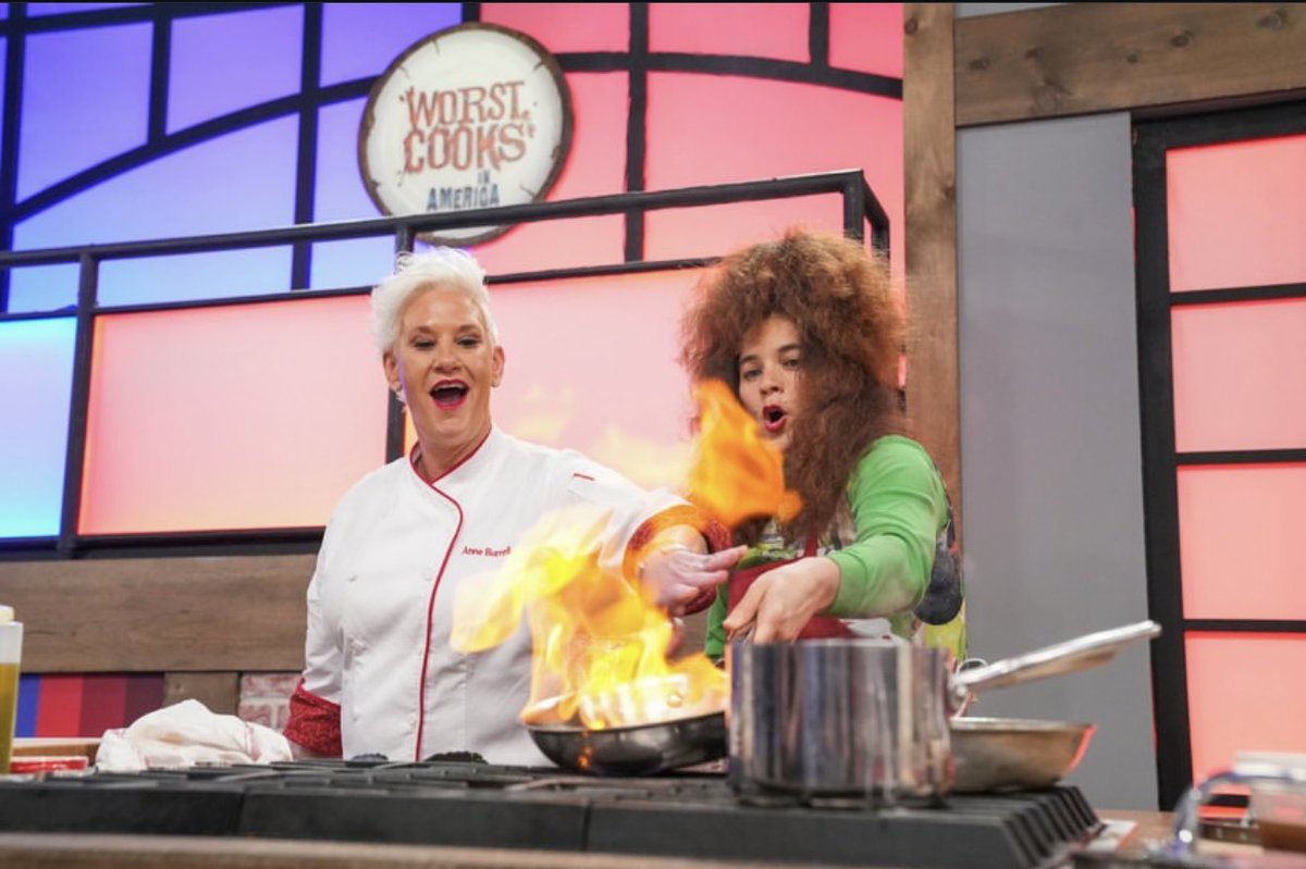 MY STAGES OF GRIEF: denial, anger, scallops, steak, elimination. 💀 Team Blue is serving drama and dinner — will we survive the spotlight? WATCH an ALL NEW #WorstCooksInAmerica  TONIGHT at 9|8pm on <a href="/FoodNetwork/">Food Network</a> and <a href="/hbomax/">HBO Max</a>