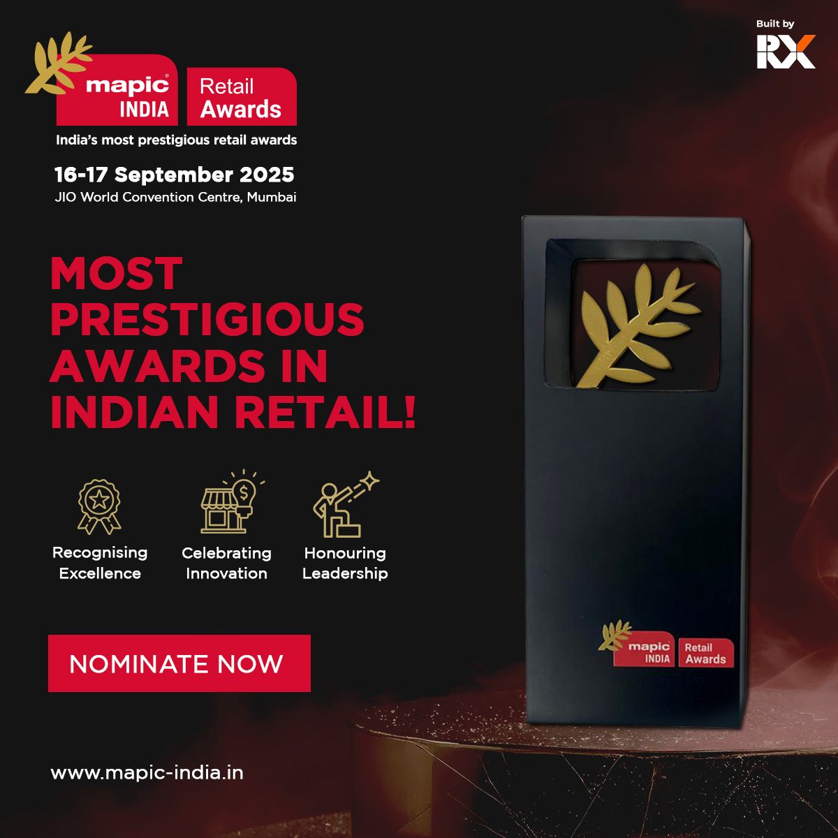 🏆 𝐍𝐨𝐦𝐢𝐧𝐚𝐭𝐢𝐨𝐧𝐬 𝐍𝐨𝐰 𝐎𝐩𝐞𝐧! 🏆

Submit your entries for the MAPIC India Retail Awards and get recognised among the most innovative and impactful brands in the industry.

Nominate now: mapic-india.in/en-gb/Retail_A…

#MAPICIndia2025 #RetailTech #FutureOfRetail #RealEstate