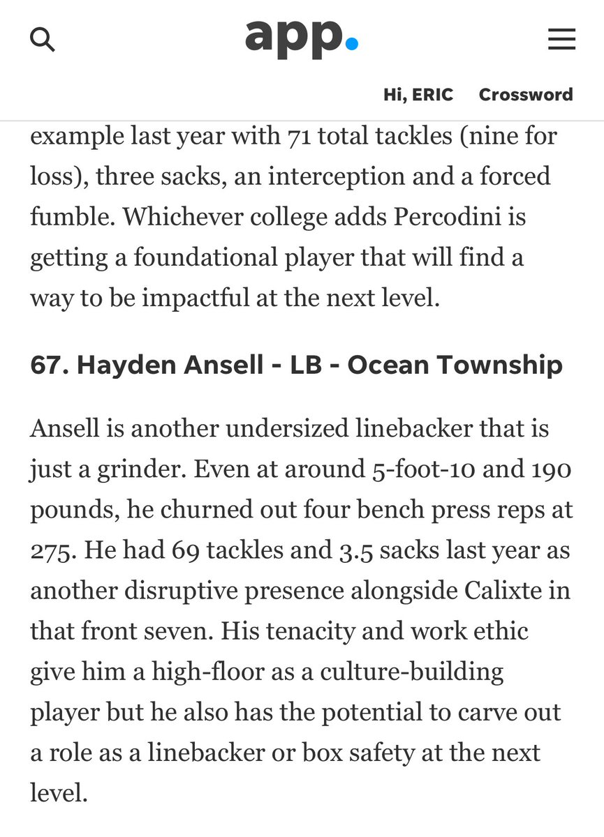 Hayden Ansell (@ansellhayden1) on Twitter photo Ranked 67th prospect in the shore by asbury park press <a href="/BigRedBoosters/">Ocean Township Football Booster Club</a> Ranked 67th prospect in the shore by asbury park press <a href="/BigRedBoosters/">Ocean Township Football Booster Club</a>