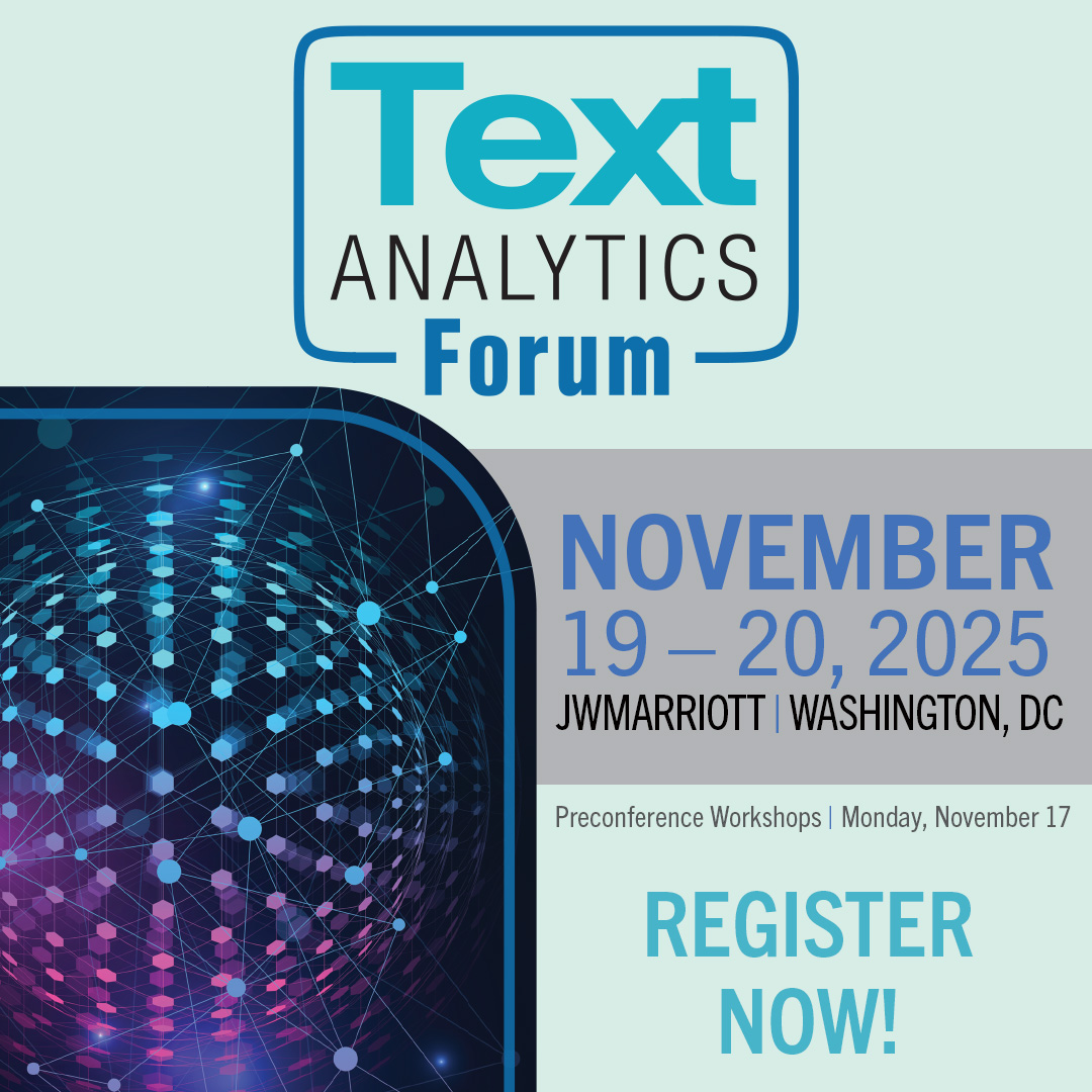 text_forum's tweet photo. From sentiment analysis to entity extraction, #TextAnalyticsDC, a co-located event at #KMWorld, covers the full spectrum of text analytics strategies &amp; solutions. Register now using code TAF25 for early bird pricing! https://t.co/YfqhctklCX https://t.co/pRHD38bpiR