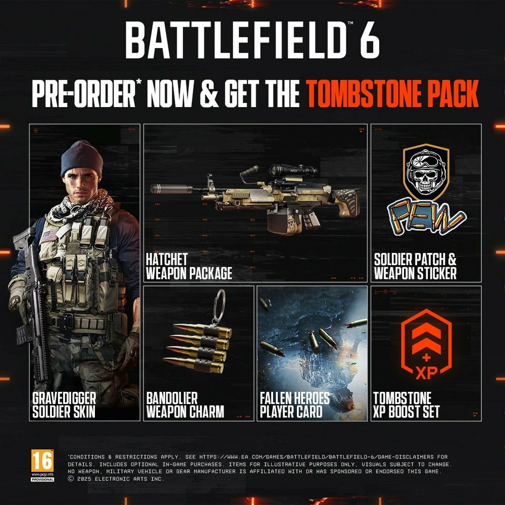 EXZEDZ's tweet image. BF6 &apos;TOMBESTONE&apos; Pack Codes! 

Over 300 codes to giveaway across all platforms. Limited Edition Skin &amp;amp; More.

How to Enter:
Follow • Like • Repost

Comment Below:
PS • XBOX • PC

#Battlefield6 | #Battlefield | #BF6Beta