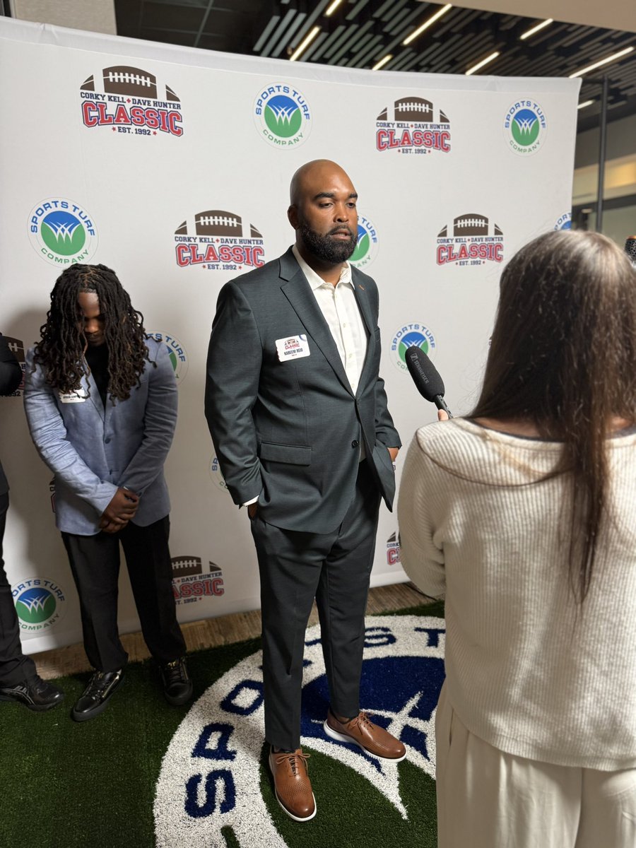 Sports Turf Company (@stcfieldbuilder) on Twitter photo McEachern Head Football Coach, Kareem Reid, discusses the upcoming season with Sports Turf here on the green carpet. They’ll take on Walton High School at Mercedes Benz on the last day of the Corky Kell + Dave Hunter Classic. <a href="/CoachReid99/">Kareem Reid</a> McEachern Head Football Coach, Kareem Reid, discusses the upcoming season with Sports Turf here on the green carpet. They’ll take on Walton High School at Mercedes Benz on the last day of the Corky Kell + Dave Hunter Classic. <a href="/CoachReid99/">Kareem Reid</a>