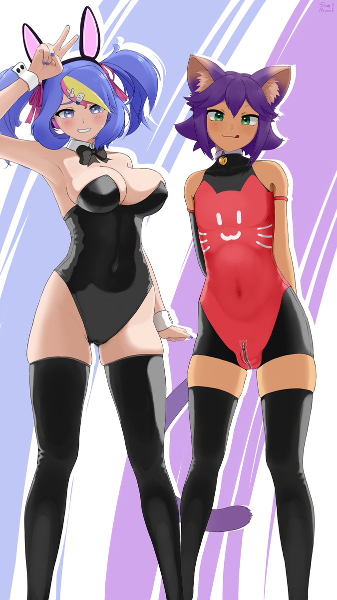 I asked <a href="/KumiKisu/">KumiKisu ✨🌆🐱</a> to pick out a latex bunny outfit for me, but I think it 𝙢𝙞𝙜𝙝𝙩 be a size too small... 😳

What do you guys think? 💙🍬🐰💙
🎨: <a href="/sum_personas/">Sum_Person</a> (Comm'd Art)

#mallowarts #vtuber #vtuberen #envtuber #femboy #catboy #bunnygirl #latex