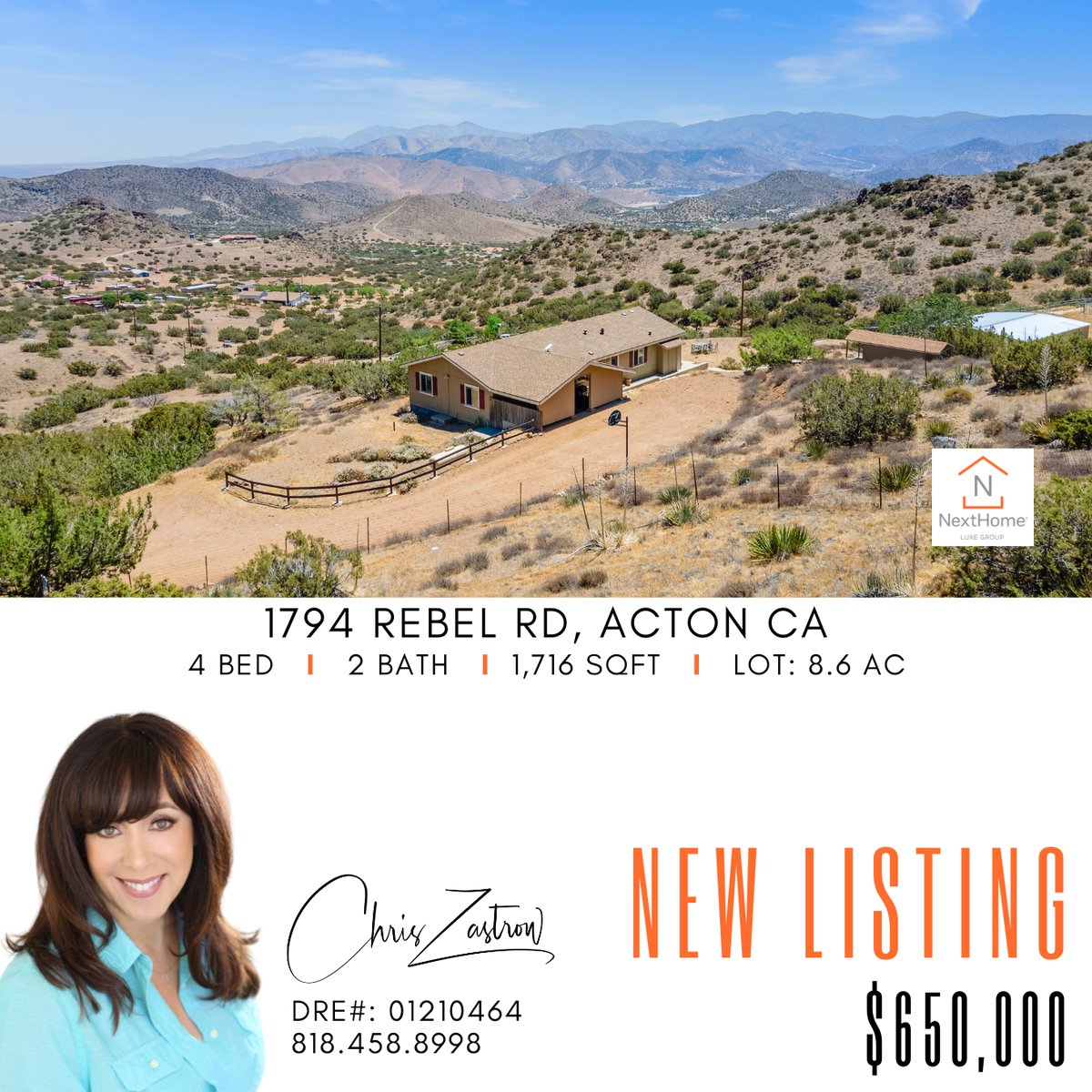 ZastrowRealtor's tweet photo. Just Listed in Acton | $650,000 | 4 Bed | 2 Bath | 1,716 SqFt | 8.6 Acres
Tired of the city grind? Discover the peaceful life in Peaceful Valley, Acton—where wide-open skies, mountain views, and true serenity await. 🌄🌿 https://t.co/mLgEvoCRVA