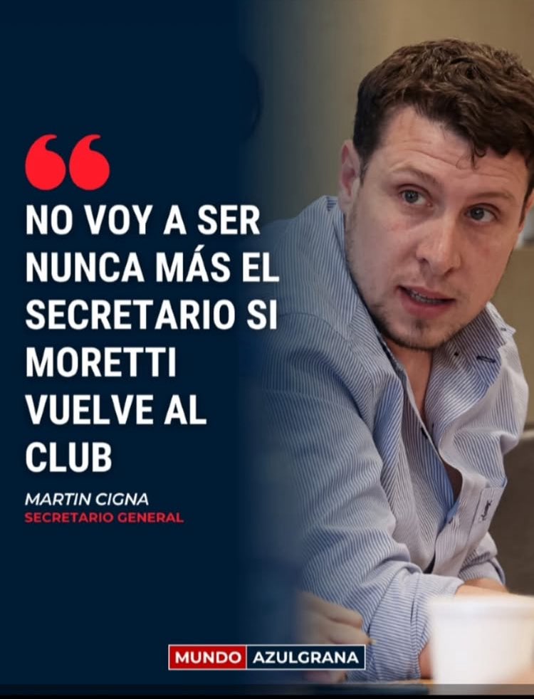 No <a href="/Martincigna/">Martín Cigna</a> claramente no tenes q ser el secretario, ni de Moretti ni de nadie !!!!
Me dicen q dia bien gordo (x que flaco al igual q yo no SOS) entonces tener q ir ya. 
Y llamen a elecciones