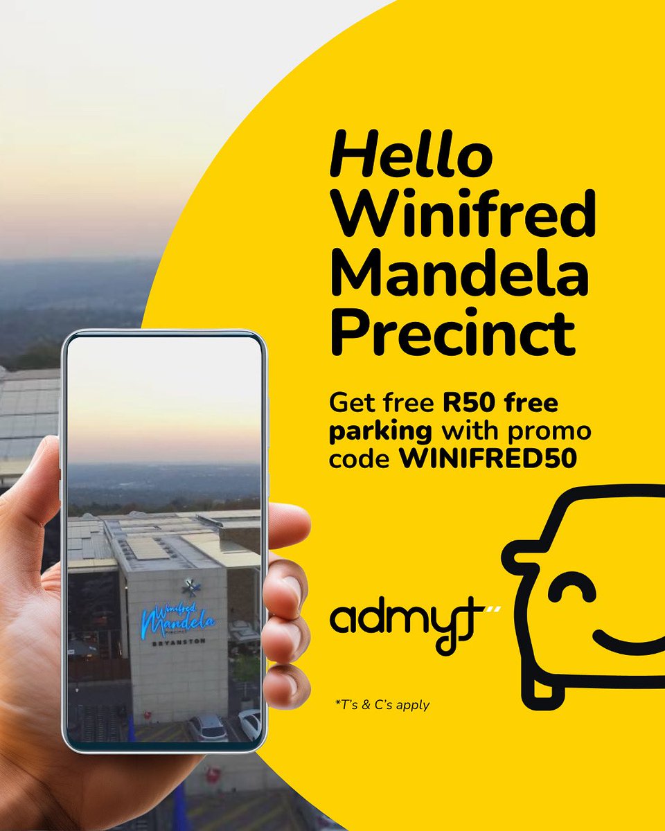 Exciting news, Bryanston!

admyt is now live at Winifred Mandela Precinct (formerly Nicolway Bryanston) 🎉

We’ve officially launched at one of your most anticipated destinations, and we’re celebrating with R50 FREE parking for all new admyt sign-ups.

Use code WINIFRED50 when