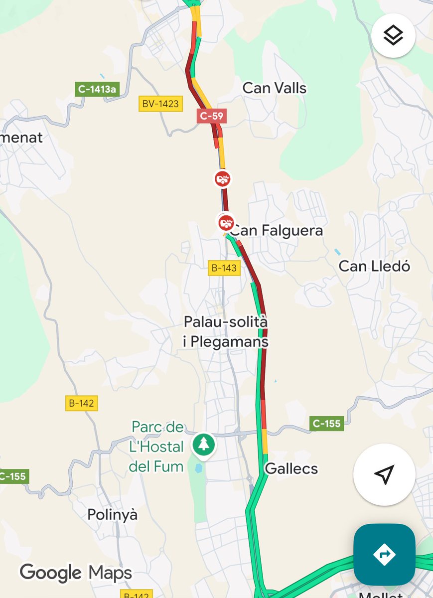 🔴| Tallada la C-59 al km 11 entre Caldes i Palau-solità per un xoc frontal entre dos turismes

L’avís a emergències s’ha fet a les 17:07, i hi ha afectacions al trànsit
