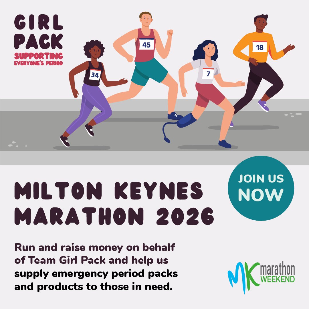 🔥 4 places. 1 cause. Unlimited impact.

Run for Girl Pack in the MK Marathon 2026 and help fund free period products for those who need them most.

🎽 Includes running top
💷 Fundraising goal: £350

Apply today! girlpack.org/milton-keynes-…

#GirlPackMK #MKMarathon