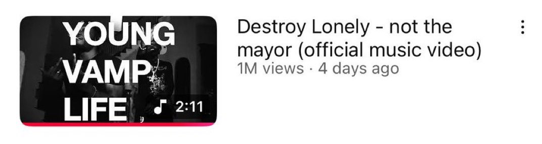 Destroy Lonely’s “not the mayor” has surpassed 1 Million Views on YouTube 🔥🔥🔥