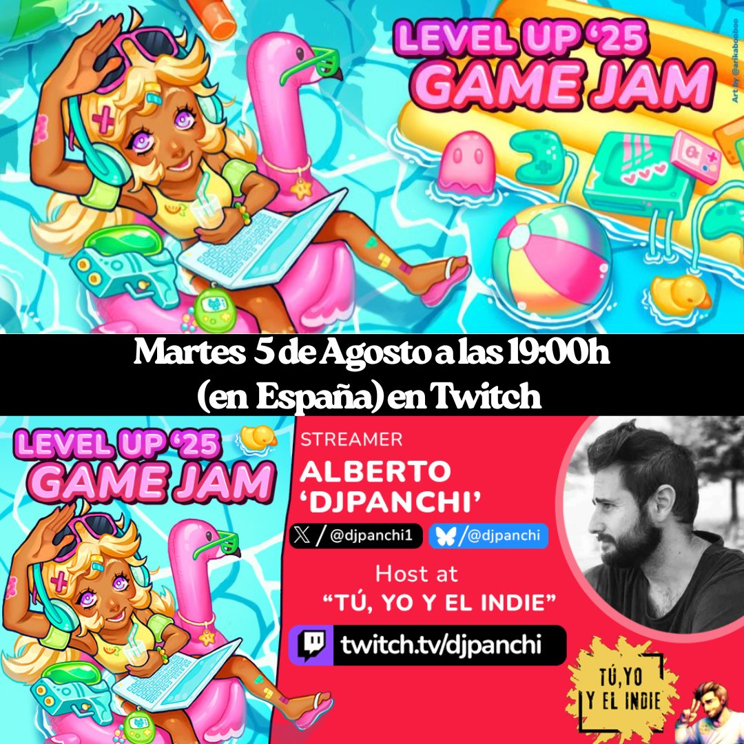djpanchi1's tweet image. ¡! Genteee este Martes 5 de Agosto a las 19:00h( en España ) probaré los ganadores de la &quot;Game Jam&quot; de @game_levelup 🕹️🤖🕹️¡!

¡¡Nos vemos por el directo!!
👇🏻👇🏻👇🏻
twitch.tv/djpanchi

#tuyoyelindie