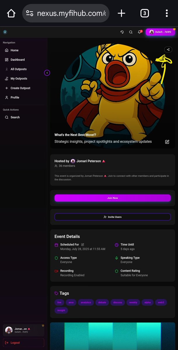 Podium App (@web3podium) on Twitter photo What's the Next Best $Move rides today at 12pm PST / 7pm UTC on Podium
Hosts: <a href="/Jomari_P/">Jomari Peterson 🔺</a> and <a href="/BehemothBtc/">usedtowels🍌🦍 🔫</a>
Download the app on iOS/Android or participate on Podium Nexus
#gmove
Nexus.myfihub.com What's the Next Best $Move rides today at 12pm PST / 7pm UTC on Podium
Hosts: <a href="/Jomari_P/">Jomari Peterson 🔺</a> and <a href="/BehemothBtc/">usedtowels🍌🦍 🔫</a>
Download the app on iOS/Android or participate on Podium Nexus
#gmove
Nexus.myfihub.com