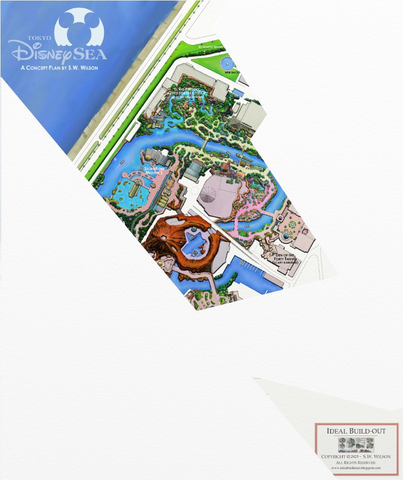Just finished my latest illustration for Patreon supporters.  Here's a glimpse of my vision for how Tokyo DisneySea ought to have been built out.   Full, higher-res work on Patreon.  #TDS #TokyoDisneyResort
