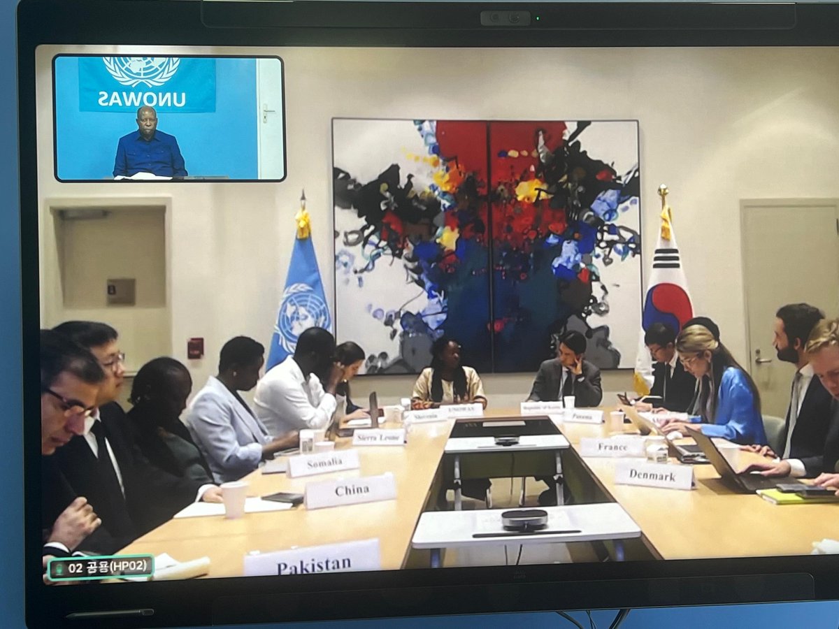 🌍 This morning, SRSG Simão virtually joined the Informal Expert Group of #UNSC on #Climate #Peace #Security.

#UNOWAS promotes a proactive, multi-dimensional approach anchored in the 2022 Dakar Call to Action linking climate resilience, peace &amp; security.

#WestAfrica #Sahel