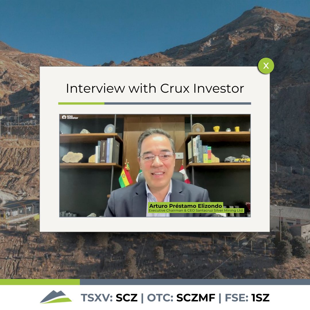 SantacruzSilver (@santacruzsilver) on Twitter photo Throwback to Arturo Préstamo, CEO of $SCZ, in conversation with <a href="/CruxInvestor/">Crux Investor</a>, discussing everything from Q1 results and debt repayment to operational upgrades, metal prices, and what’s next in Mexico and Bolivia.
📺 Watch the full interview: pulse.ly/mxbd2he3c8 Throwback to Arturo Préstamo, CEO of $SCZ, in conversation with <a href="/CruxInvestor/">Crux Investor</a>, discussing everything from Q1 results and debt repayment to operational upgrades, metal prices, and what’s next in Mexico and Bolivia.
📺 Watch the full interview: pulse.ly/mxbd2he3c8