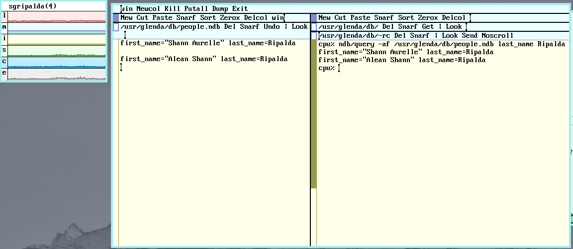 ShannAurelle's tweet image. First time I made a custom ndb database file (the file extension isn't required btw) with a query on my #9front setup🥰#Plan9

Ngl it's more pleasant to use than SQL for basic query tasks