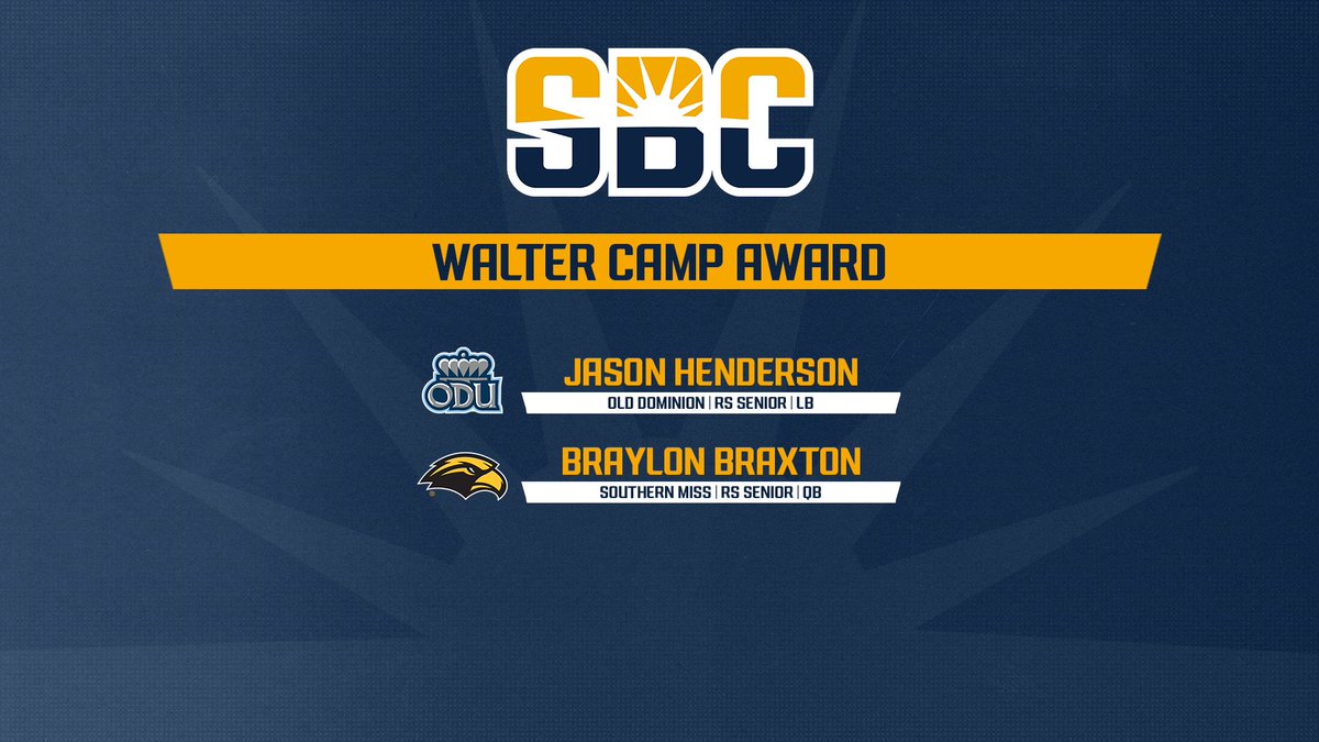 Sun Belt (@sunbelt) on Twitter photo ๐ช๐๐๐ง๐๐ฅ ๐๐๐ ๐ฃ ๐๐ช๐๐ฅ๐.
<a href="/ODUFootball/">ODU Football</a>'s <a href="/JasonH_42/">Jason Henderson</a> & <a href="/SouthernMissFB/">Southern Miss Football</a>'s <a href="/braylon_braxton/">Braylon Braxton</a> named to <a href="/WalterCampFF/">Walter Camp Football</a> Award Preseason Watch List. โ๏ธ๐
๐ฐ ยป sunbelt.me/45dGmHD ๐ช๐๐๐ง๐๐ฅ ๐๐๐ ๐ฃ ๐๐ช๐๐ฅ๐.
<a href="/ODUFootball/">ODU Football</a>'s <a href="/JasonH_42/">Jason Henderson</a> & <a href="/SouthernMissFB/">Southern Miss Football</a>'s <a href="/braylon_braxton/">Braylon Braxton</a> named to <a href="/WalterCampFF/">Walter Camp Football</a> Award Preseason Watch List. โ๏ธ๐
๐ฐ ยป sunbelt.me/45dGmHD