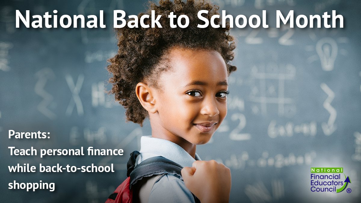 August is Back-to-school Month, a great teachable moment to give kids valuable money lessons as they shop for the new school year. Tips and resources here: financialeducatorscouncil.org/Back-to-school… #TeachKidsMoneySkills #BackToSchoolMonth #NFEC