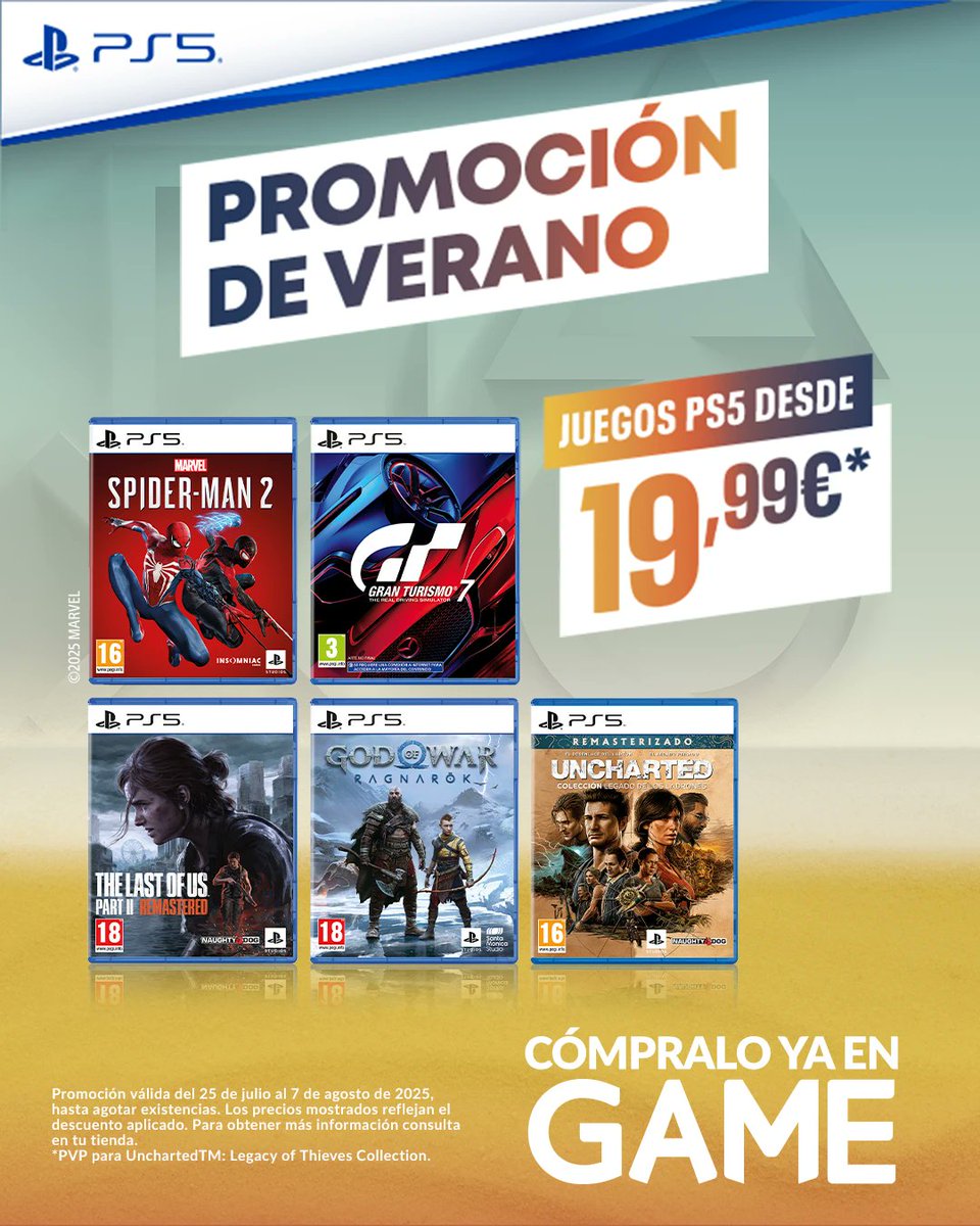VideojuegosGAME's tweet photo. ☀ Este veranito estrena juegazos y consola al mejor precio! 🍹

🤑 Aprovecha las promociones PlayStation en GAME antes de que terminen. ¡Mira aquí! 👇
https://t.co/2t2uHjjuNP https://t.co/s9rlGK0dbM