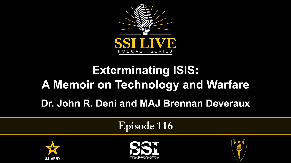 SSI_USArmyWarCollege (@ssinow) on Twitter photo Listen to Brennan Deveraux talk about his recently published book, "Exterminating ISIS: A Memoir on Technology and Warfare" with <a href="/JohnRDeni/">John R. Deni</a> in the latest episode of SSI LIVE! ssi.armywarcollege.edu/SSI-Media/Rece… Listen to Brennan Deveraux talk about his recently published book, "Exterminating ISIS: A Memoir on Technology and Warfare" with <a href="/JohnRDeni/">John R. Deni</a> in the latest episode of SSI LIVE! ssi.armywarcollege.edu/SSI-Media/Rece…