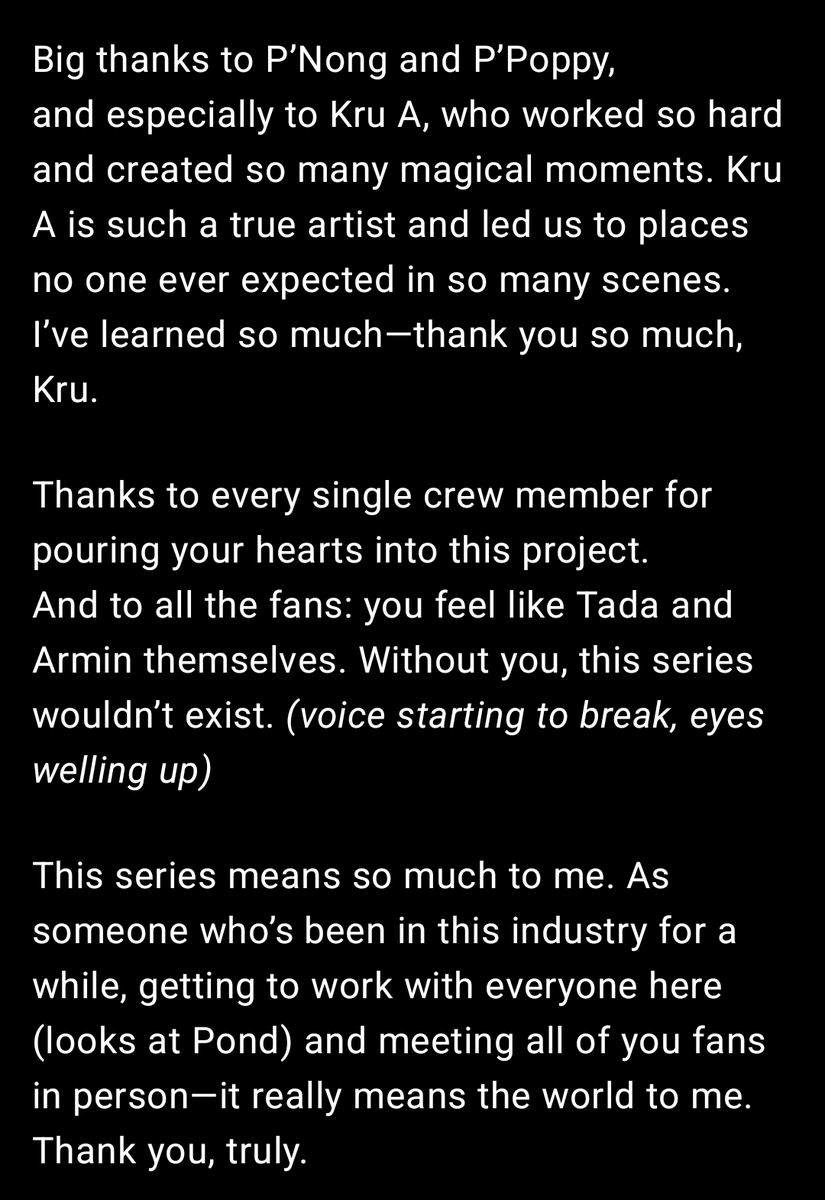 enfer_les's tweet photo. This series means so much to me. As someone who’s been in this industry for a while, getting to work with everyone here and meeting all of you fans in person, it really means the world to me.

#ResetEndlessloveFinalEp
#ResetFinalEP 
#peterpanzz_w  https://t.co/VlZ6q16UQ1 https://t.co/p5xsRiSwH0