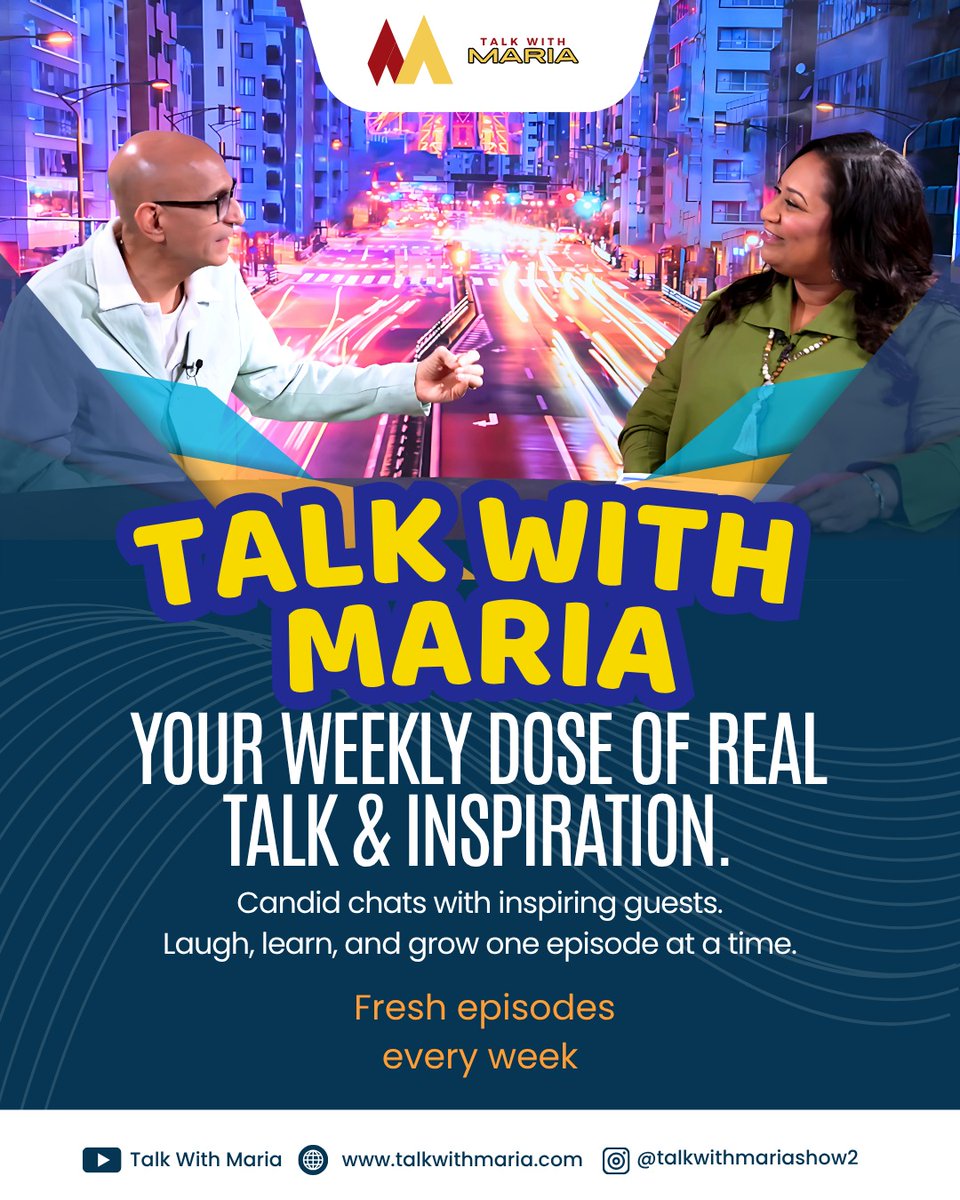 talkwithmaria2's tweet image. 🎙️ Looking for real talk and real inspiration?
Talk With Maria brings you heartfelt conversations with amazing guests every week!
Laugh, learn, and grow—one episode at a time. 🌱

📅 Fresh episodes every week!

🔗 talkwithmaria.com
📱 @talkwithmariashow2

#talkwithmaria