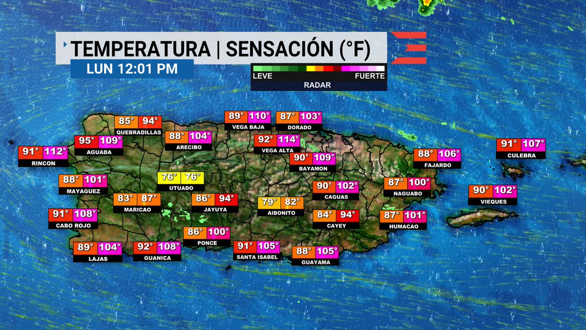 ¡QUÉ CALOR! 🌡️🥵

A esta hora del mediodía, se registran índices de calor sobre los 100°F en la mayor parte de los municipios costeros. Una advertencia por calor excesivo está en efecto para 59 municipios.