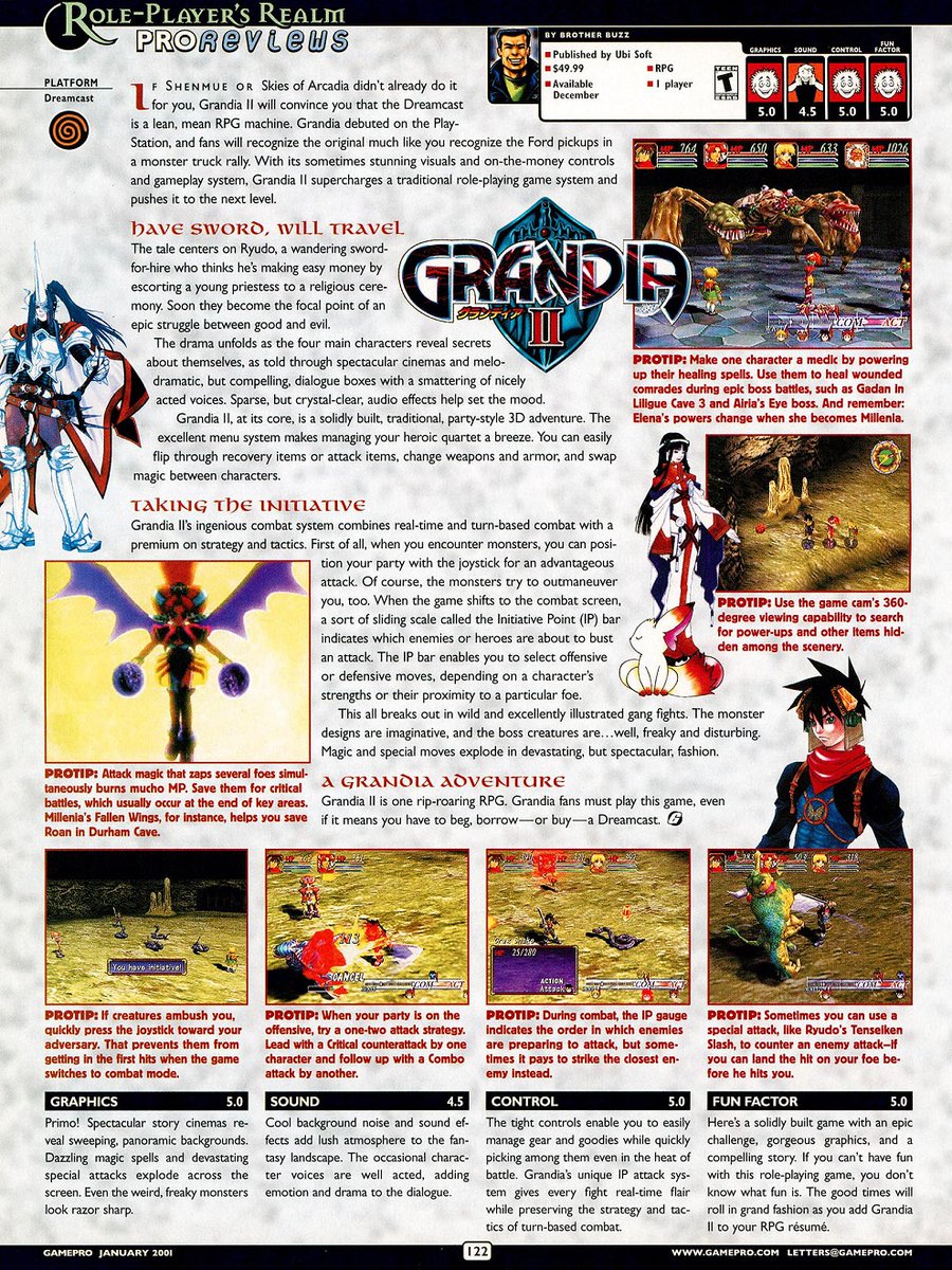 Grandia 2 🛡️
Sega Dreamcast Review
GamePro - Jan. 2001
#sega #JRPG #retrogames