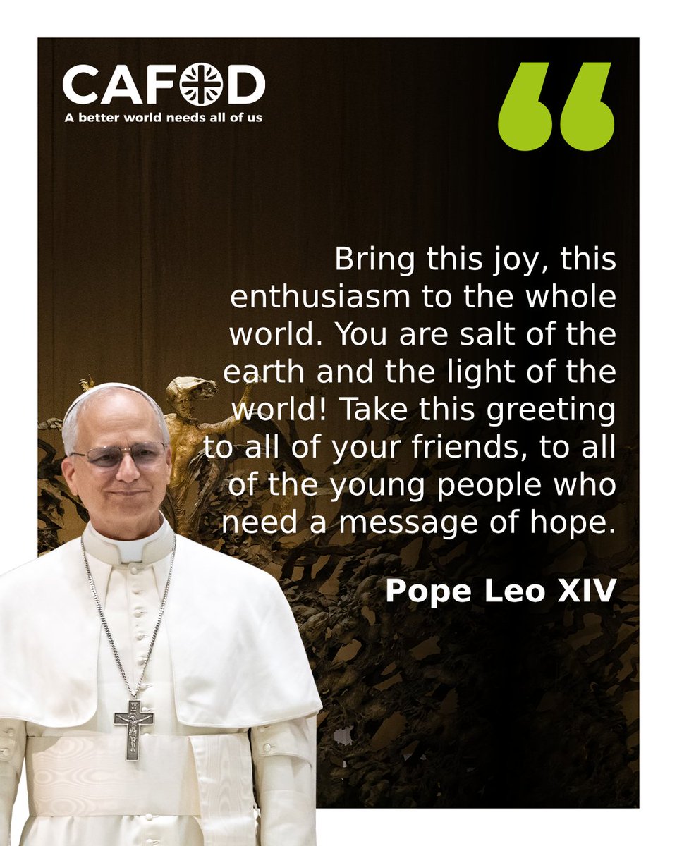 CAFOD (@cafod) on Twitter photo With an estimated million in attendance at the #JubileeOfYouth, <a href="/Pontifex/">Pope Leo XIV</a> shared a much-needed message of hope with young people from all over the world.
Find out more about different ways to get involved and spread hope during #Jubilee2025. ⤵️
bit.ly/4l7Giix With an estimated million in attendance at the #JubileeOfYouth, <a href="/Pontifex/">Pope Leo XIV</a> shared a much-needed message of hope with young people from all over the world.
Find out more about different ways to get involved and spread hope during #Jubilee2025. ⤵️
bit.ly/4l7Giix