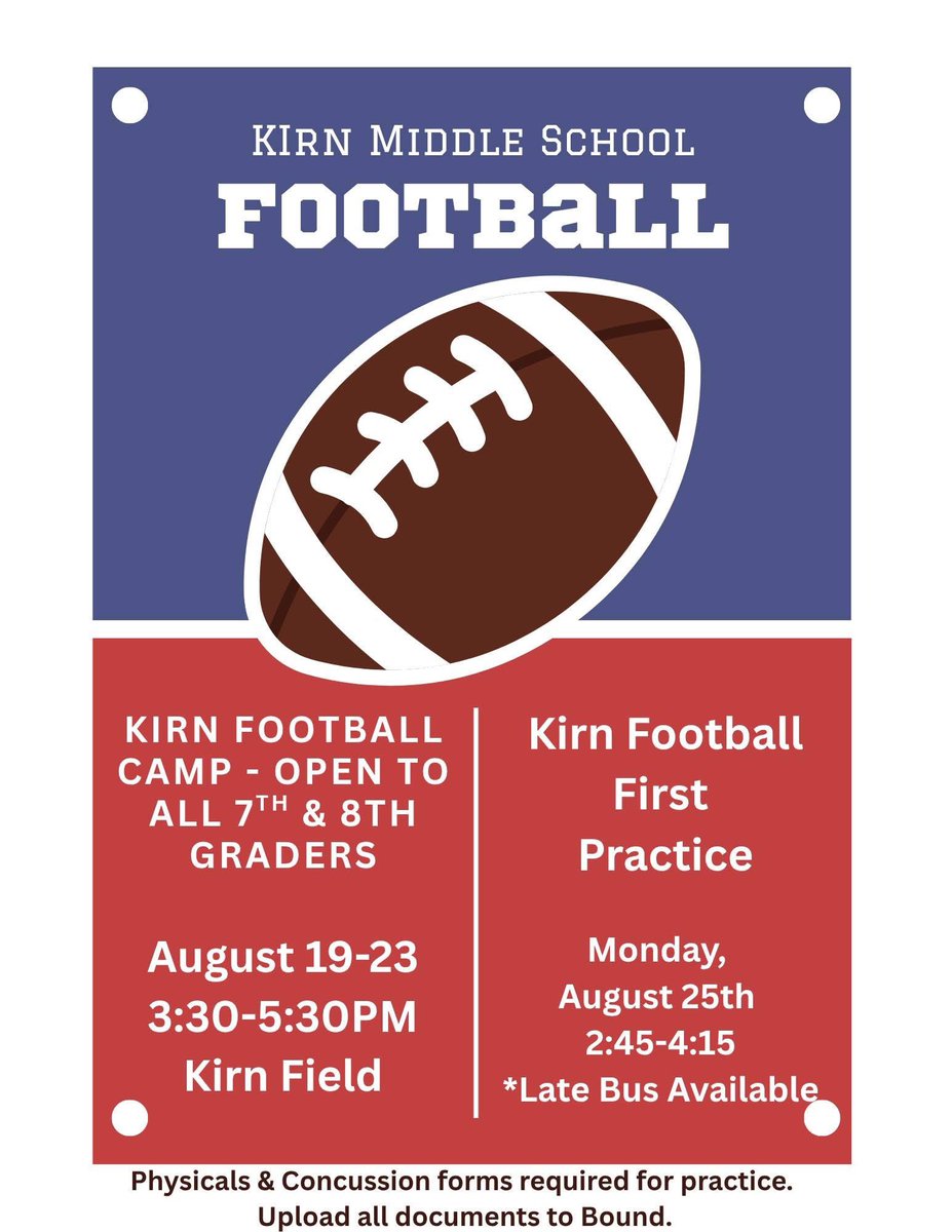 Attention Football players and parents: