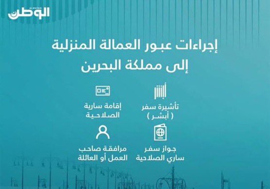 وعليكم السلام ،،👋🏽

اجراءات عبور العمالة المنزلية الى البحرين 👇🏽

#البحرين