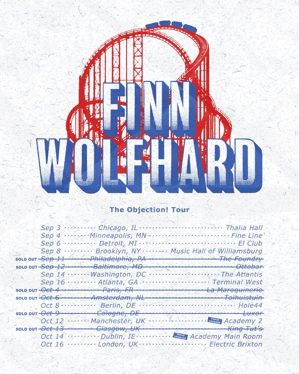 We've upgraded venues in Manchester and Dublin.  Additional tickets for both are on-sale now!

finnwolfhardmusic.com/#shows