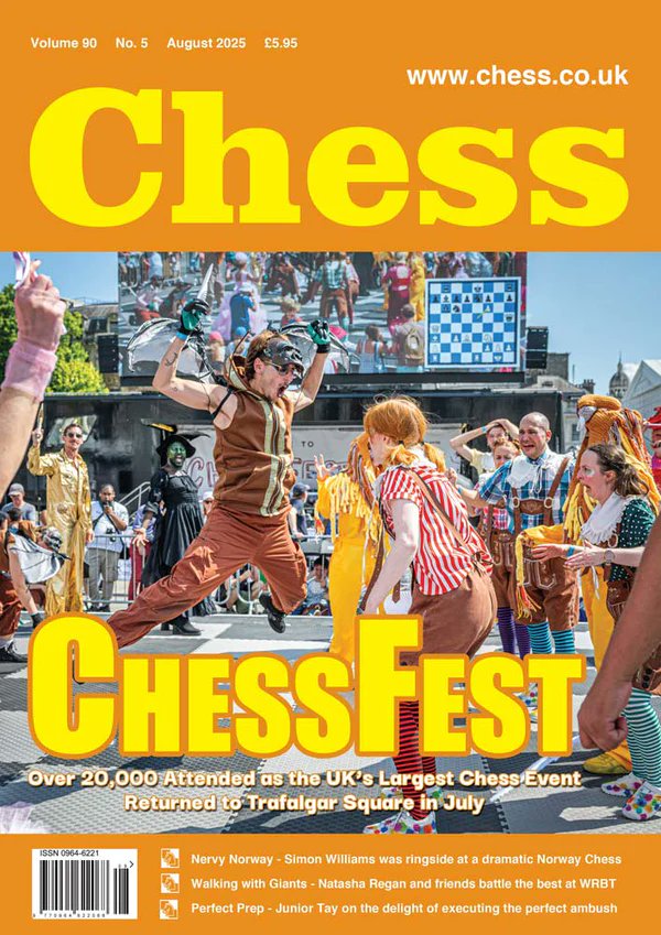 CHESS Magazine (@chess_magazine) on Twitter photo One contributor to our August pages, <a href="/ginger_gm/">Simon Williams</a>, has turned a King's Indian into more of a Rossolimo at <a href="/ecfchess/">English Chess Federation (ECF)</a>' #BritishChess! Simon's excellent report covers <a href="/NorwayChess/">Norway Chess</a> in some detail. No less importantly, the <a href="/Chess_Fest/">ChessFest 2025</a> issue is available from <a href="/ChessAndBridge/">Chess & Bridge: London Chess Centre</a>! #chess One contributor to our August pages, <a href="/ginger_gm/">Simon Williams</a>, has turned a King's Indian into more of a Rossolimo at <a href="/ecfchess/">English Chess Federation (ECF)</a>' #BritishChess! Simon's excellent report covers <a href="/NorwayChess/">Norway Chess</a> in some detail. No less importantly, the <a href="/Chess_Fest/">ChessFest 2025</a> issue is available from <a href="/ChessAndBridge/">Chess & Bridge: London Chess Centre</a>! #chess
