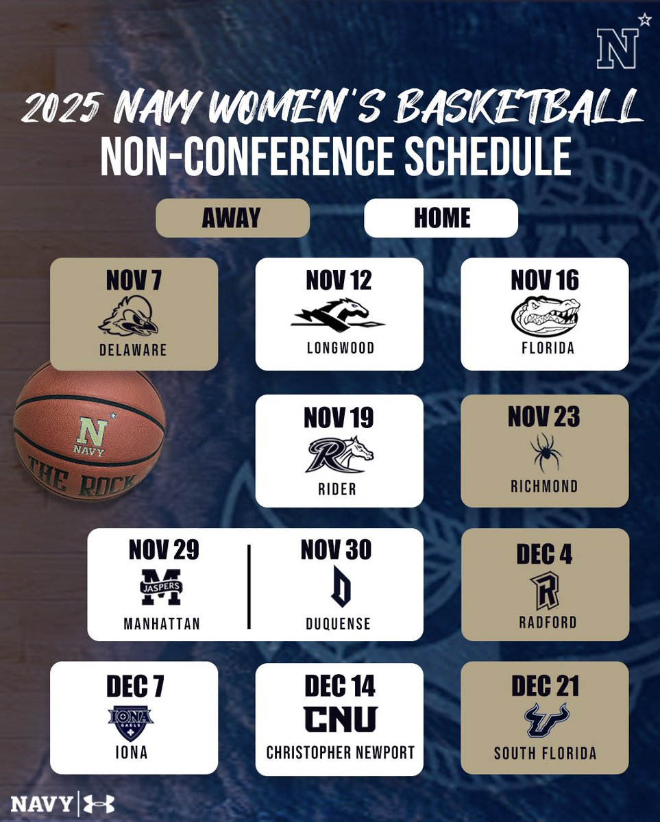 Our 2025 non-conference schedule is set! ⚓️🏀

#GoNavy | #Impact