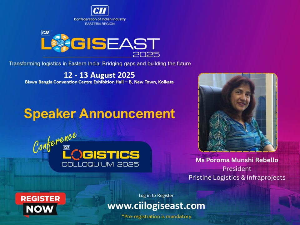 CII Eastern Region (@cii4er) on Twitter photo ๐ข ๐ช๐ฒ๐น๐ฐ๐ผ๐บ๐ถ๐ป๐ด ๐๐ป๐ผ๐๐ต๐ฒ๐ฟ ๐๐ป๐ฑ๐๐๐๐ฟ๐ ๐๐
๐ฝ๐ฒ๐ฟ๐ ๐๐ผ ๐๐๐ ๐๐ผ๐ด๐ถ๐๐๐ฎ๐๐ ๐ฎ๐ฌ๐ฎ๐ฑ!
We are thrilled to announce Ms Poroma Munshi Rebello, President, Pristine Logistics and Infraprojects Ltd, as one of the esteemed speakers at CII LogisEast 2025.
๐
๐ข ๐ช๐ฒ๐น๐ฐ๐ผ๐บ๐ถ๐ป๐ด ๐๐ป๐ผ๐๐ต๐ฒ๐ฟ ๐๐ป๐ฑ๐๐๐๐ฟ๐ ๐๐
๐ฝ๐ฒ๐ฟ๐ ๐๐ผ ๐๐๐ ๐๐ผ๐ด๐ถ๐๐๐ฎ๐๐ ๐ฎ๐ฌ๐ฎ๐ฑ!
We are thrilled to announce Ms Poroma Munshi Rebello, President, Pristine Logistics and Infraprojects Ltd, as one of the esteemed speakers at CII LogisEast 2025.
๐