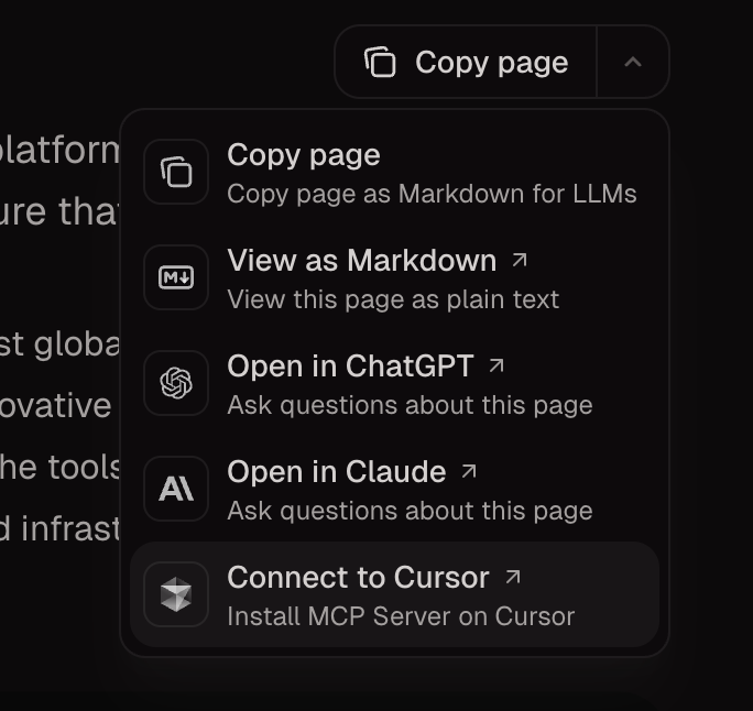 Guney (@guneysol) on Twitter photo it takes one click to connect helius docs to cursor.
your agent can read, search, and reason through helius docs.
give it a spin → helius.dev/docs
s/o to <a href="/mintlify/">Mintlify</a> it takes one click to connect helius docs to cursor.
your agent can read, search, and reason through helius docs.
give it a spin → helius.dev/docs
s/o to <a href="/mintlify/">Mintlify</a>
