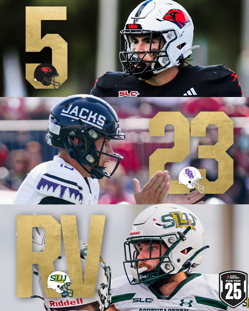 Southland Conference (@southlandsports) on Twitter photo .<a href="/OptaAnalystFCS/">FCS Football</a> PRESEASON TOP 25๐ฃ๏ธ
๐No. 5 <a href="/UIWFootball/">UIW Football</a> - 54th straight week in the poll
๐ชNo. 23 <a href="/SFA_Football/">Lumberjack Football</a> 
๐ฆRV <a href="/LionUpFootball/">Southeastern Football</a> .<a href="/OptaAnalystFCS/">FCS Football</a> PRESEASON TOP 25๐ฃ๏ธ
๐No. 5 <a href="/UIWFootball/">UIW Football</a> - 54th straight week in the poll
๐ชNo. 23 <a href="/SFA_Football/">Lumberjack Football</a> 
๐ฆRV <a href="/LionUpFootball/">Southeastern Football</a>