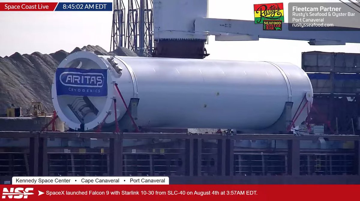 What appears to be a brand new cryogenic tank from the company Aritas was delivered to Port Canaveral via cargo ship this morning. Which Space company would like to claim it? 😛  nsf.live/spacecoast