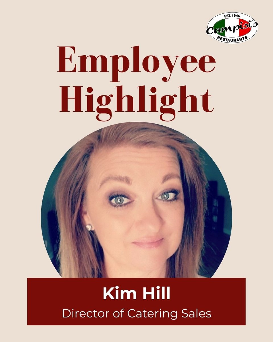 This month, we’re proud to highlight Kim Hill, the powerhouse behind our private events and catering. As the coordinator for unforgettable gatherings, Kim brings heart, organization, and Campisi’s signature hospitality to every detail. #Campisis #CampisisPizza #DFWfoodies