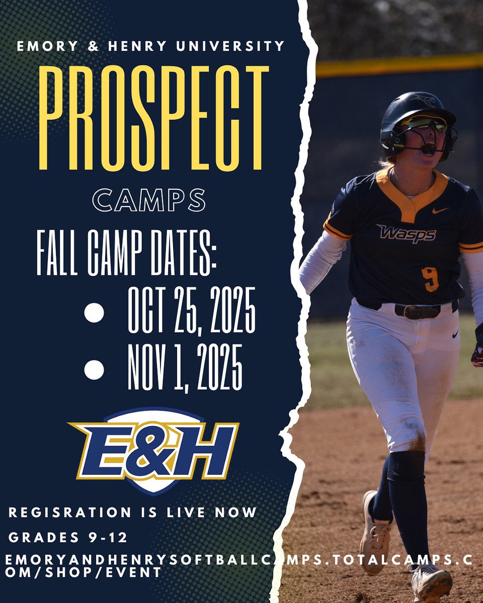 E&H Softball (@ehc_sb) on Twitter photo ‼️Fall Prospect Camp‼️
Come show out this fall at the E&H Softball Field
Grades 9-12 
…yandhenrysoftballcamps.totalcamps.com/shop/EVENT ‼️Fall Prospect Camp‼️
Come show out this fall at the E&H Softball Field
Grades 9-12 
…yandhenrysoftballcamps.totalcamps.com/shop/EVENT