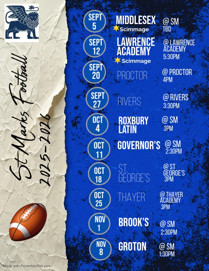 Updated 8/4: 2025 St. Mark's Football Schedule! Start times subject to change and will reflect on our team website.  #Relentless