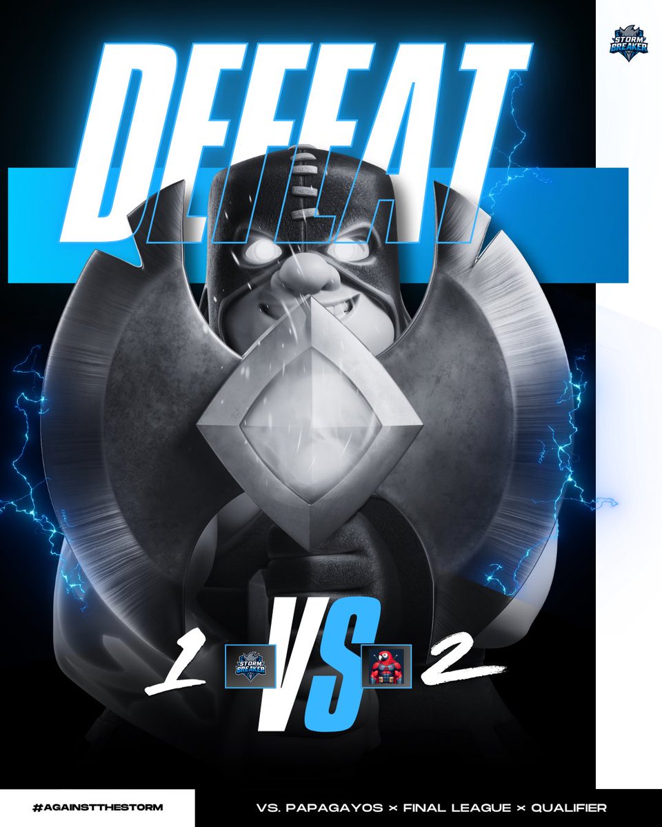 Stormbreaker (@crstormbreaker) on Twitter photo #CR | RESULT ACA
๐| <a href="/TotsComunity/">Final League</a> (Final League)
๐| Qualifiers
๐๏ธ| <a href="/PapagayoXFCB/">Papagayos ๐ฆ</a>
โ| Result: 1 - 2
#Stormbreakers #ClashRoyale #Defeat #CR | RESULT ACA
๐| <a href="/TotsComunity/">Final League</a> (Final League)
๐| Qualifiers
๐๏ธ| <a href="/PapagayoXFCB/">Papagayos ๐ฆ</a>
โ| Result: 1 - 2
#Stormbreakers #ClashRoyale #Defeat