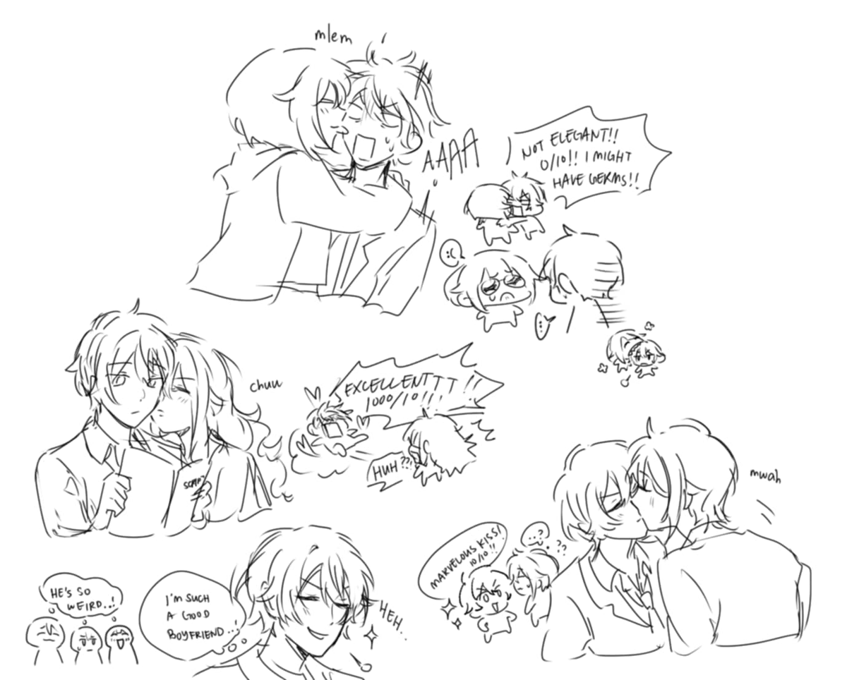 emuthusiast's tweet photo. missing polysho. here is tsukasa  rating the smooches he gets https://t.co/gmOBusLBp9